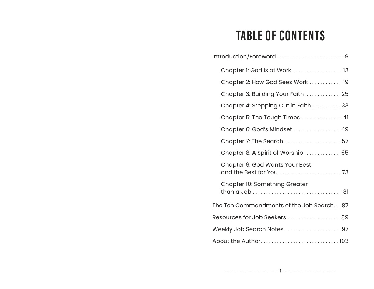 Complete Table of Contents from the book